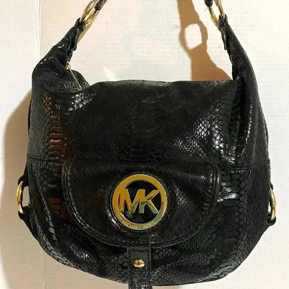Michael kors snakeskin leather snakeskin embossed satchel handbag